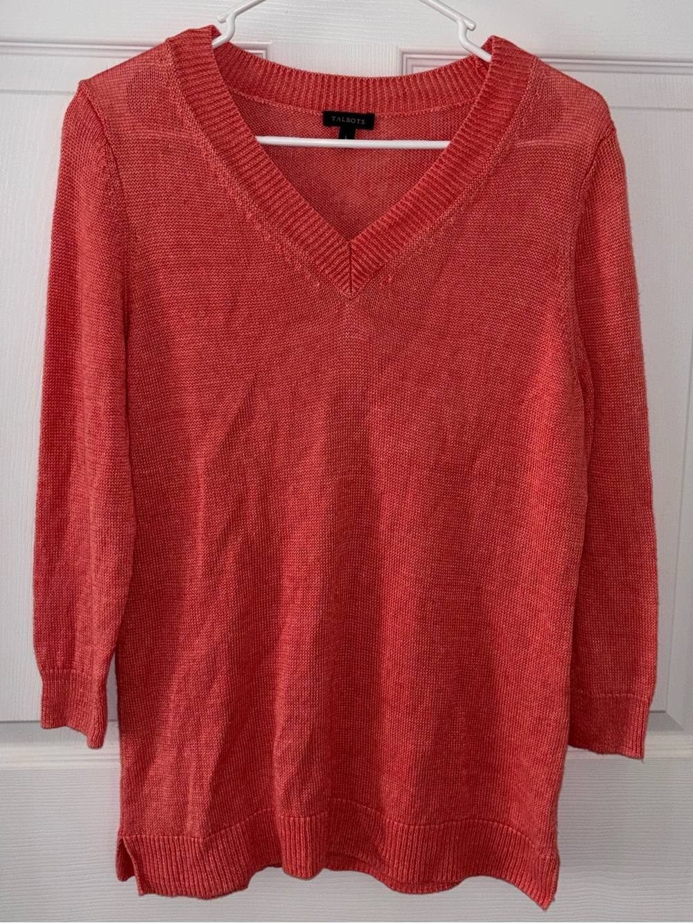 Talbots V-Neck Linen Knit Sweater Women’s Size L